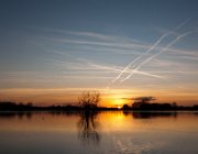 Zonsondergang  (c) Henk Melenhorst : hoog water, IJssel, Deventer